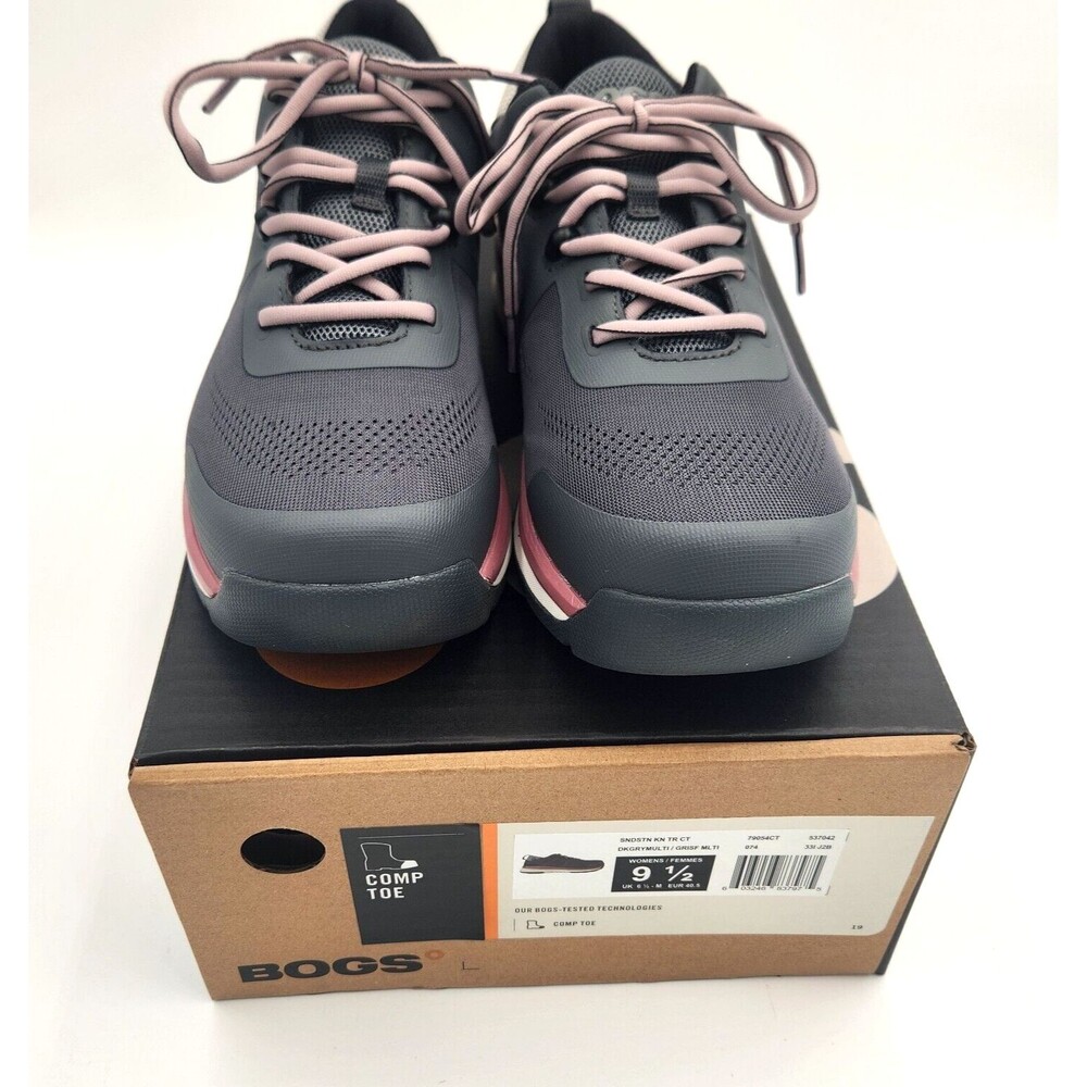 BOGS Safety Toe Shoes Womens 9.5 Gray/Pink Composite Work Sneakers ASTM NEW - Picture 2 of 11